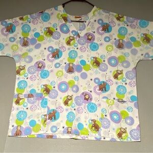 Colorful Curious George Monkey Print Women's Tunic Top